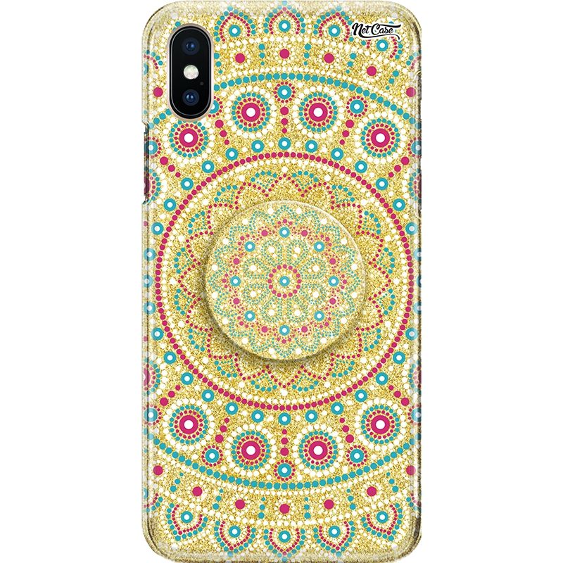 Capa Netcase Glitter + Pop 3in1 Dourado - Mandala Pink and Blue