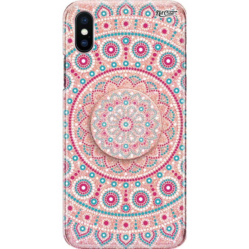 Capa Netcase Glitter + Pop 3in1 Rosê - Mandala Pink and Blue