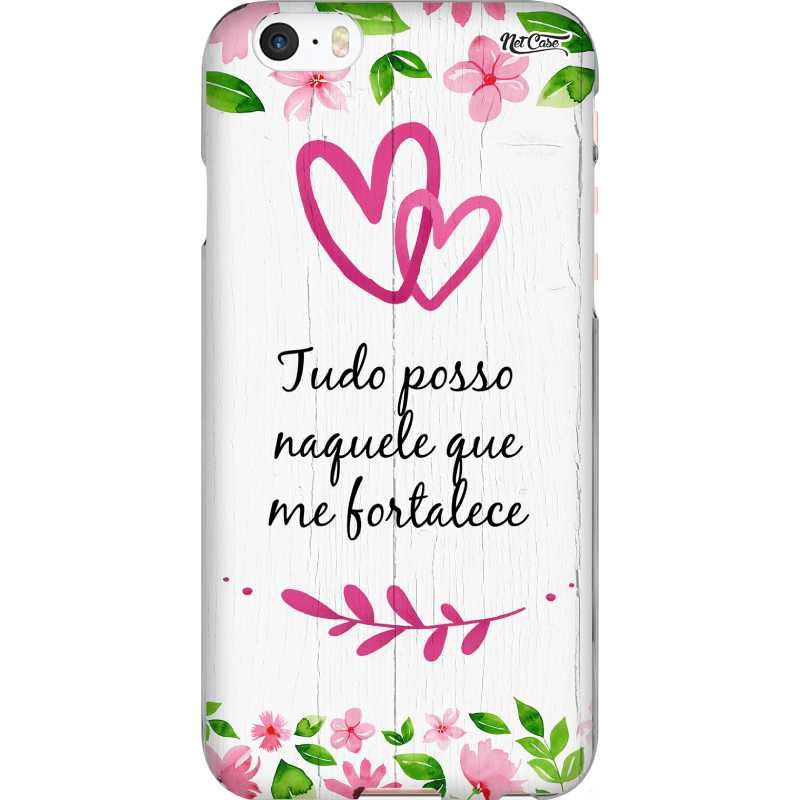 Capa Silicone NetCase Chapada Flores Tudo Posso Naquele que Me Fortalece