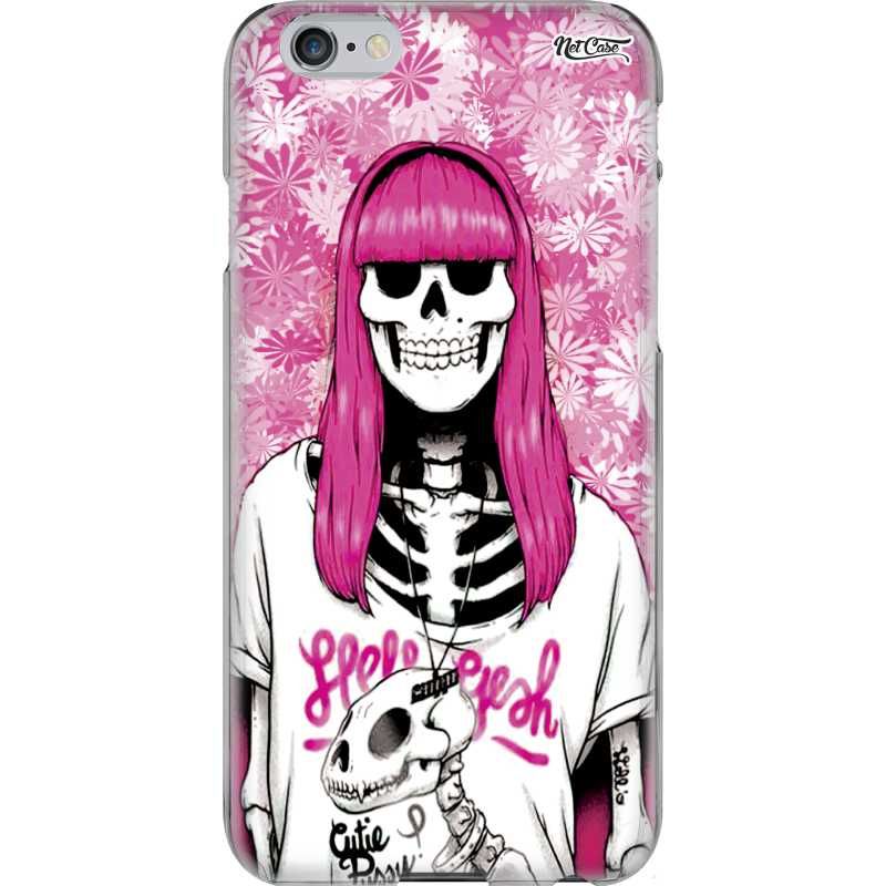 Capa Silicone NetCase Chapada Skull Pink Hair Hell Yeah