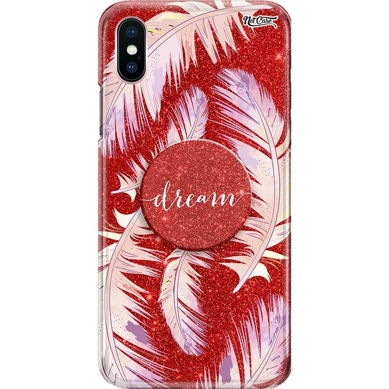 Capa Netcase Glitter + Pop 3in1 Vermelho - Penas Dream