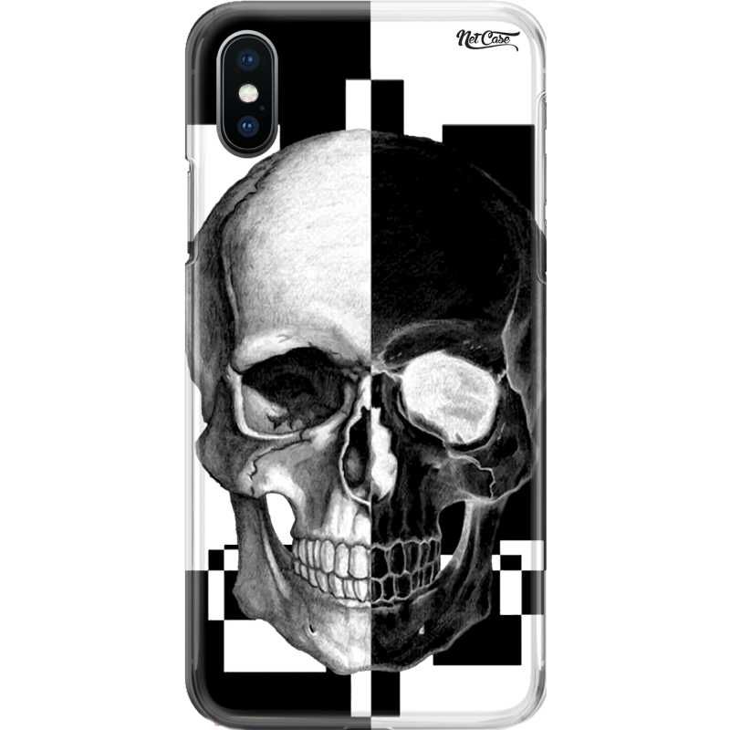 Capa Silicone NetCase Chapada Crânio Degradê Preto e Branco