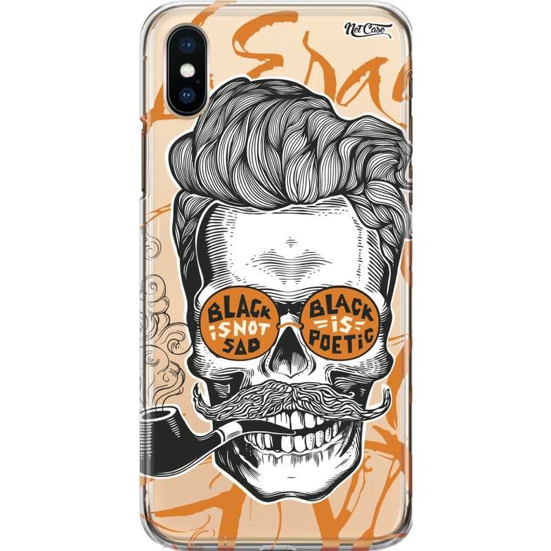 Capa Silicone NetCase Transparente Caveira Black is Not Sad, Black is Poetic