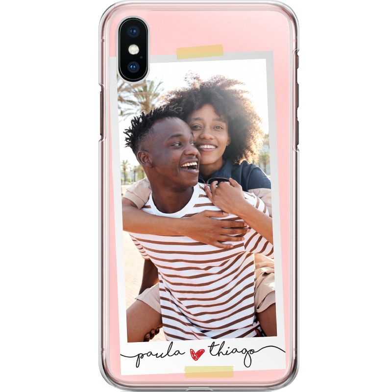 Capa Silicone NetCase Transparente 2 Nomes Cursivo Coração - Personalize Com Sua Foto