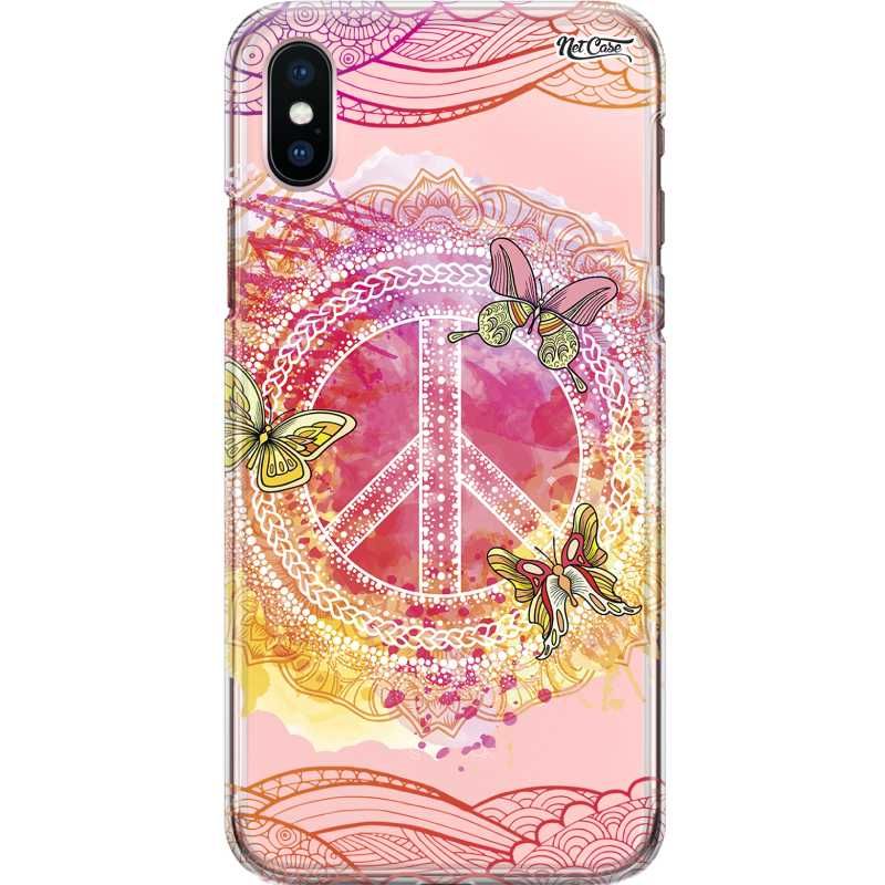 Capa Silicone NetCase Transparente Mandala Símbolo da Paz Borboletas