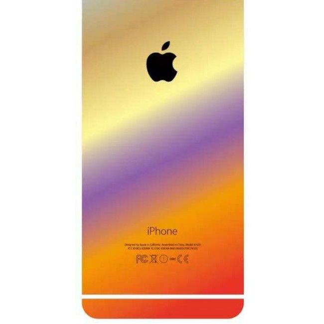 Película de Vidro Temperado Frente e Verso Color Full para IPhone 5/5S - Amarelo, Roxo e Laranja