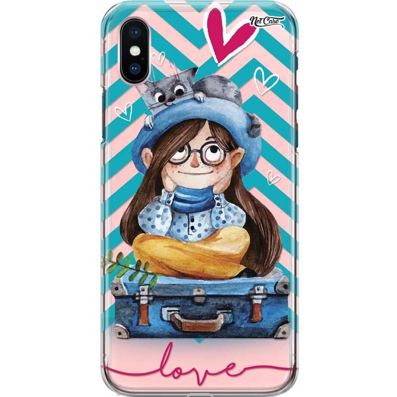 Capa Silicone NetCase Transparente Girl + Cat = Love