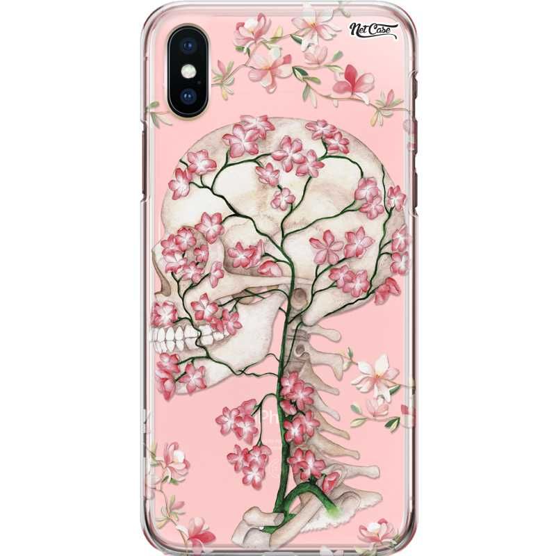 Capa Silicone NetCase Transparente Caveira Florzinhas Perfil