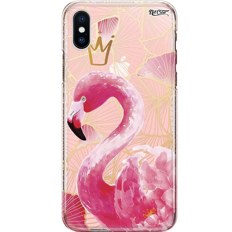 Capa Silicone NetCase Transparente Flamingo Coroa