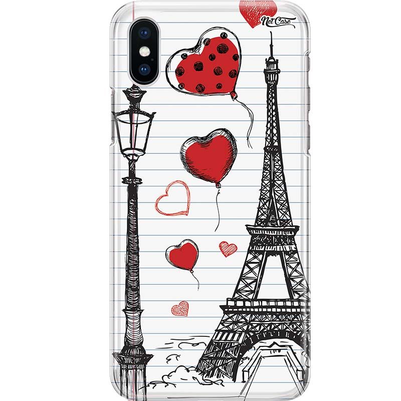 Capa Silicone NetCase Chapada Torre Eiffel Caderno Corações