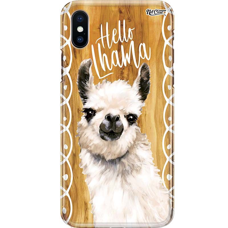 Capa Silicone NetCase Chapada Madeira Pintura Hello Lhama