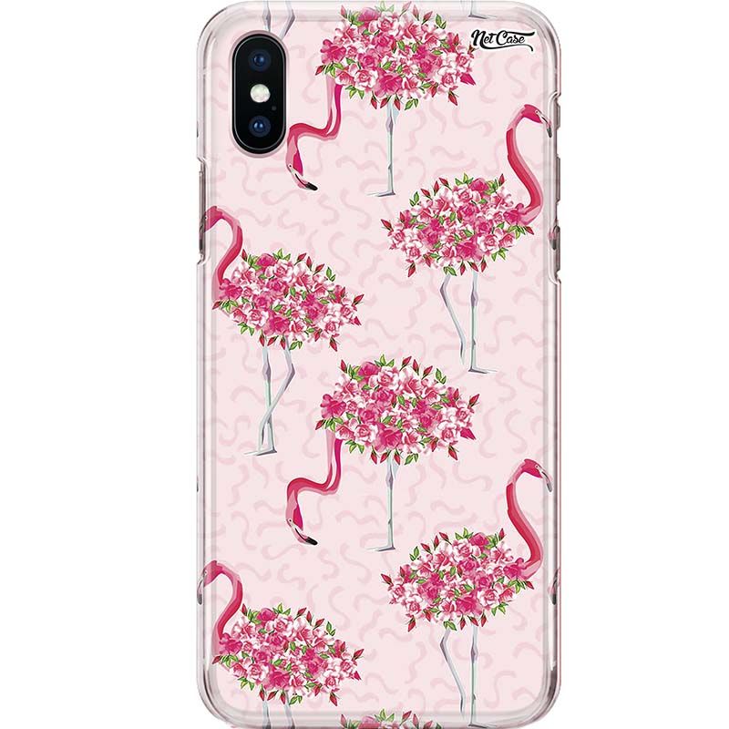 Capa Silicone NetCase Chapada Flamingos com Flores