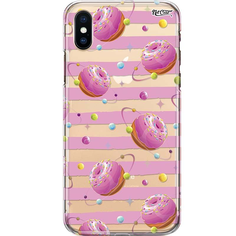 Capa Silicone NetCase Transparente Listras Donuts Planetas