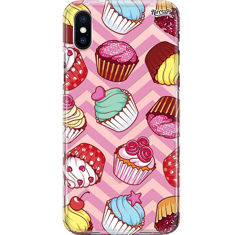 Capa Silicone NetCase Transparente Cupcakes Colors Zig Zag
