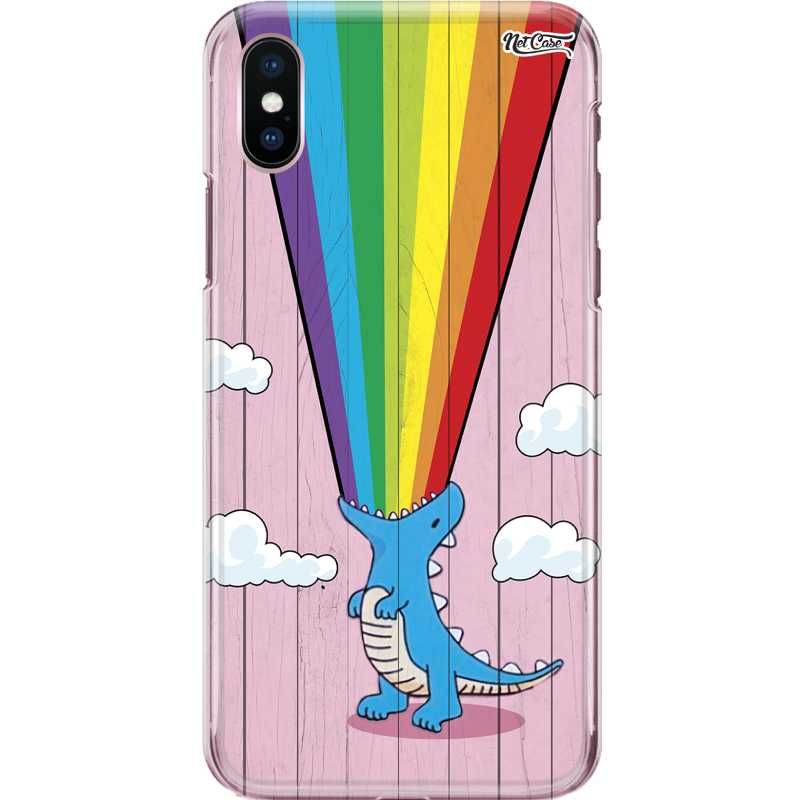 Capa Silicone NetCase Chapada Madeira Dinossauro Arco Íris