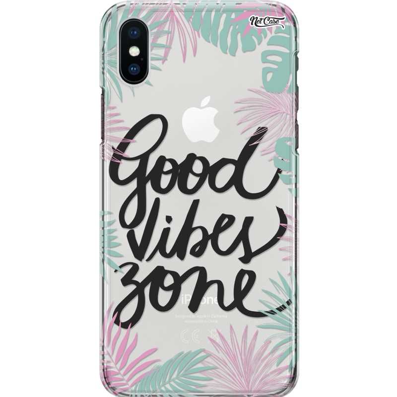 Capa Silicone NetCase Transparente Folhas Good Vibes Zone