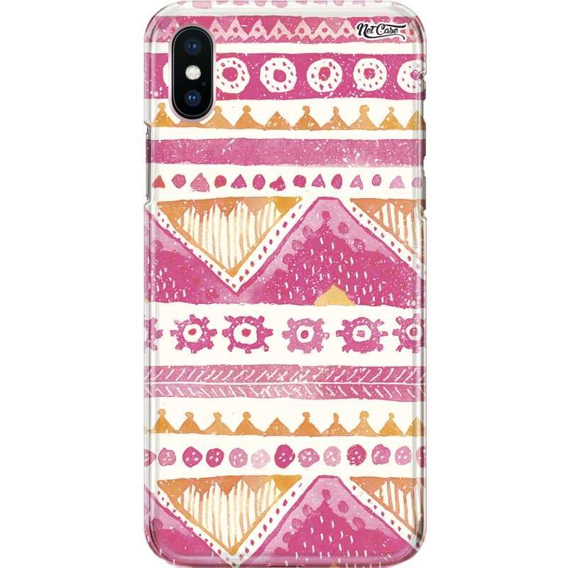 Capa Silicone NetCase Chapada Pintura Mandala Étnica Rosa e Branco