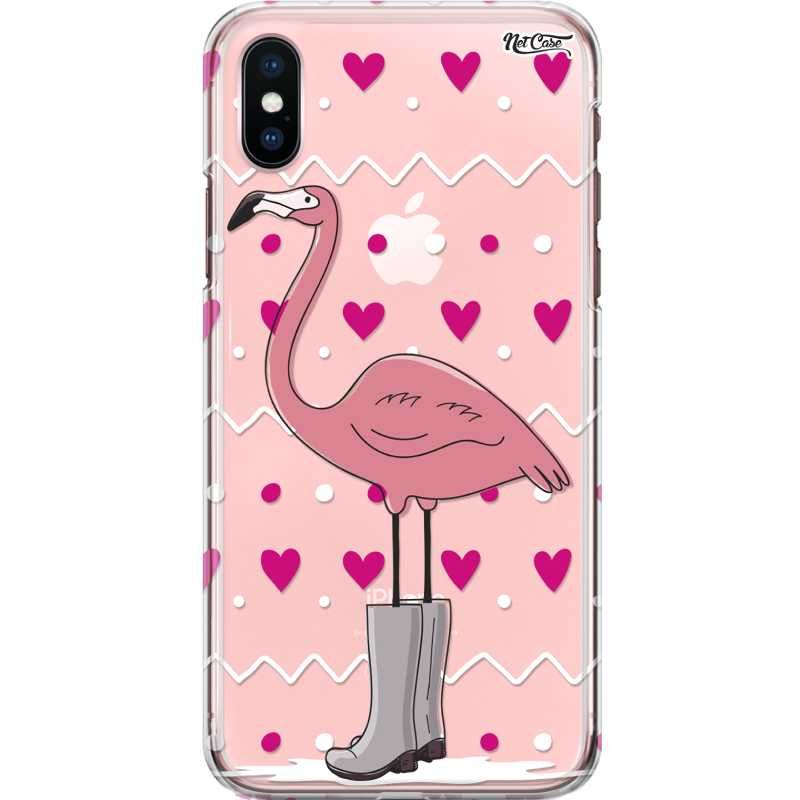 Capa Silicone NetCase Transparente Flamingo Botinhas