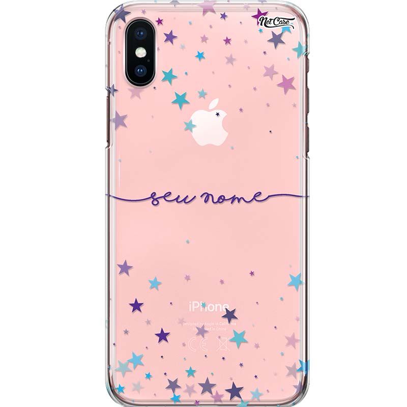 Capa Silicone NetCase Transparente Nome Estrelinhas