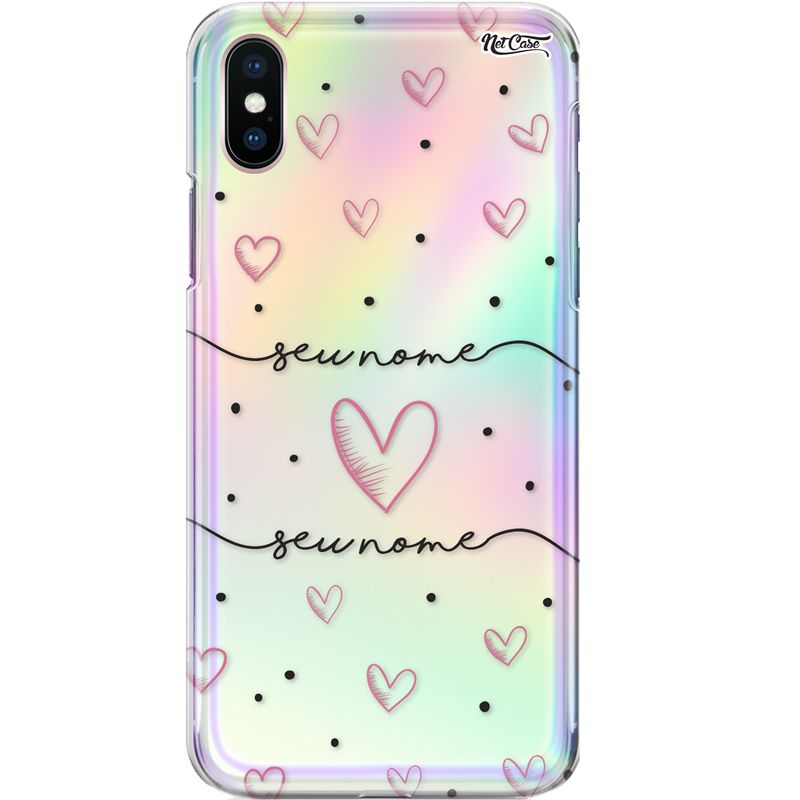 Capa Silicone NetCase Holográfica Nomes Hearts