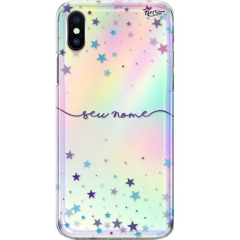 Capa Silicone NetCase Holográfica Nome Estrelinhas
