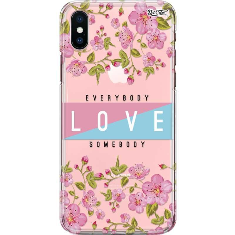 Capa Silicone NetCase Transparente Flores Everybody LOVE Somebody