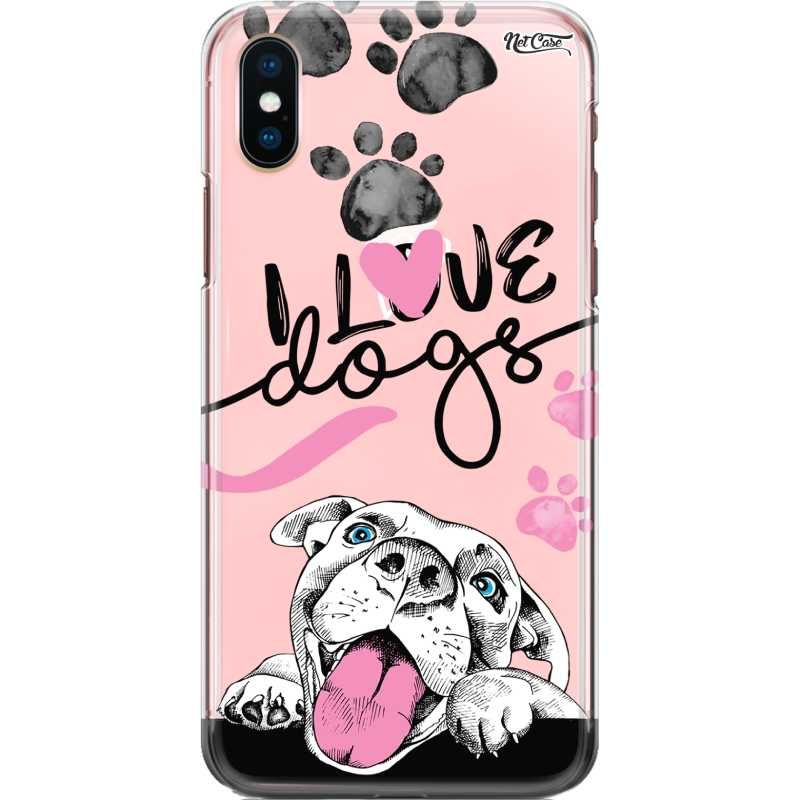 Capa Silicone NetCase Transparente I Love Dogs