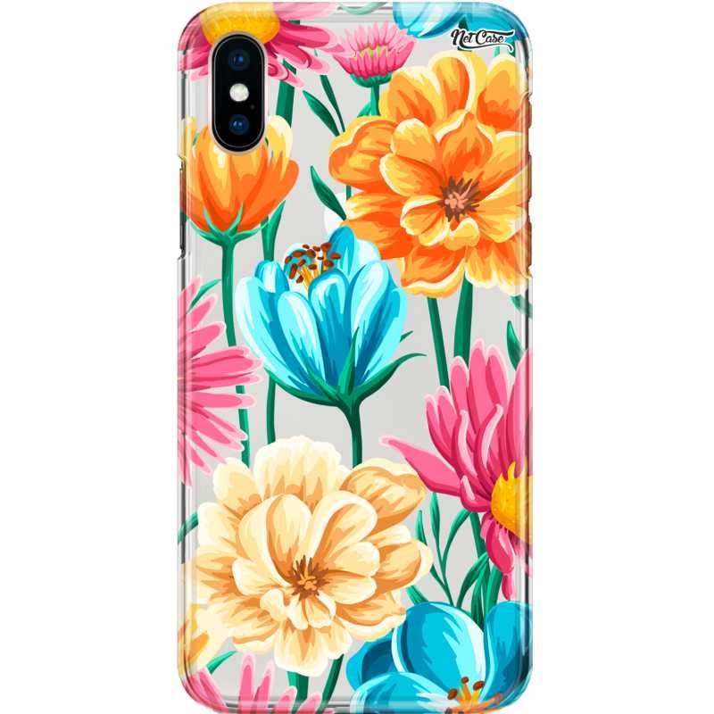 Capa Silicone NetCase Transparente Aquarela de Flores