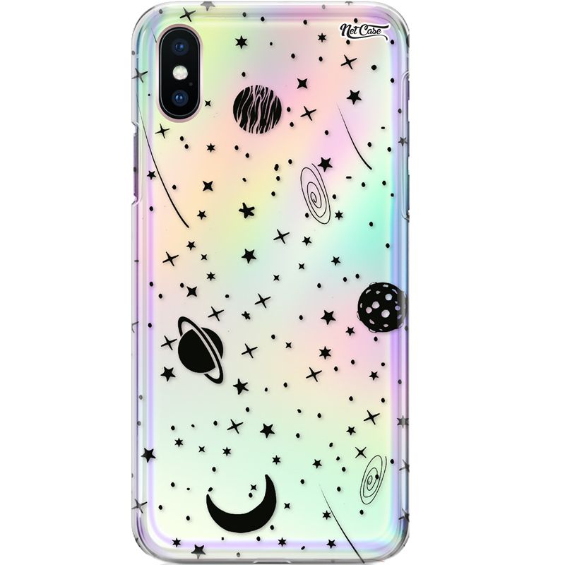 Capa Silicone NetCase Holográfica Black Space Galaxy