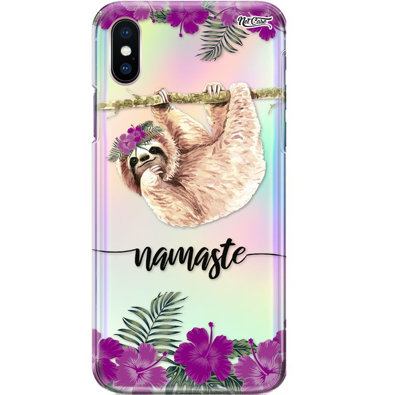Capa Silicone NetCase Holográfica Preguiça Floral Namaste