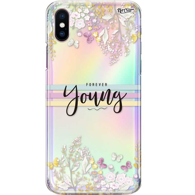 Capa Silicone NetCase Holográfica Florzinhas Forever Young