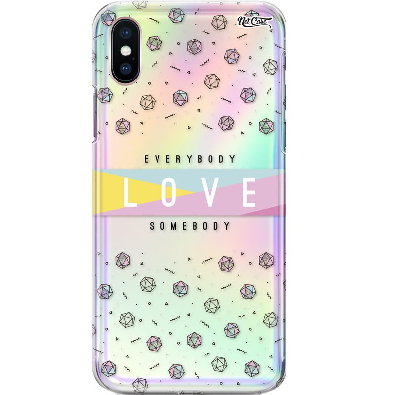 Capa Silicone NetCase Holográfica Diamantes Everybody LOVE Somebody