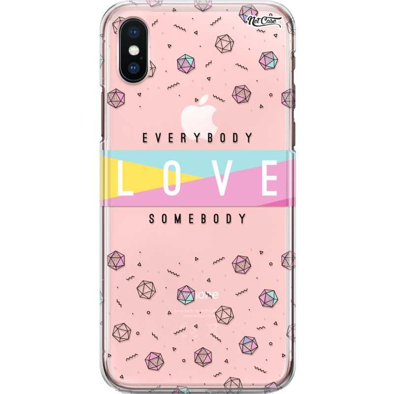 Capa Silicone NetCase Transparente Diamantes Everybody LOVE Somebody