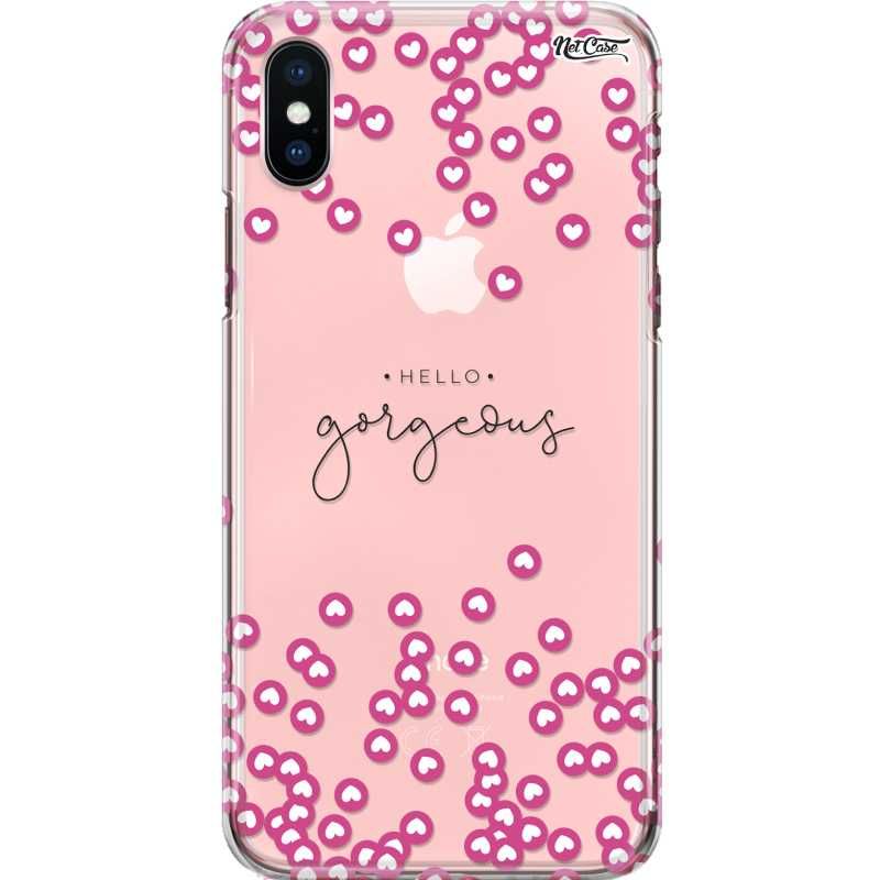 Capa Silicone NetCase Transparente Coraçõezinhos Hello Gorgeous