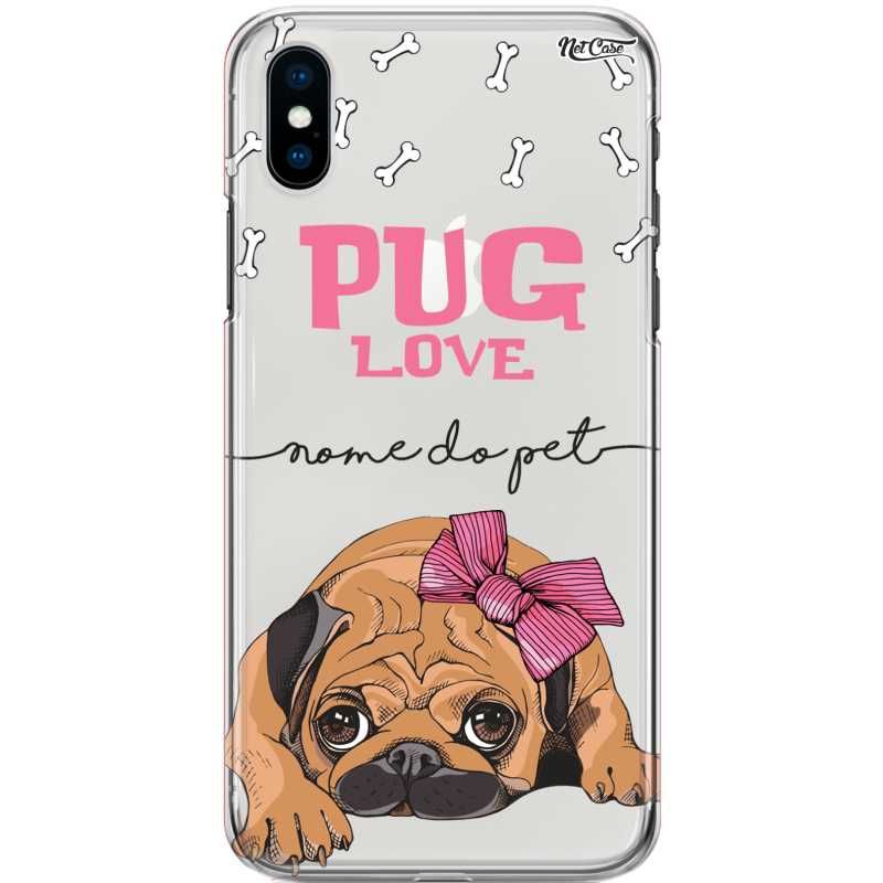 Capa Silicone NetCase Transparente Nome Pug Canela Love Girl