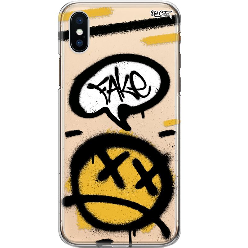 Capa Silicone NetCase Transparente Grafite FAKE
