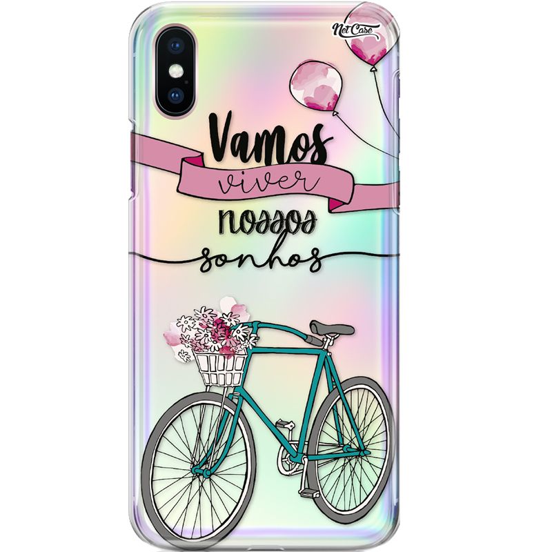 Capa Silicone NetCase Holográfica ''Vamos Viver Nossos Sonhos''