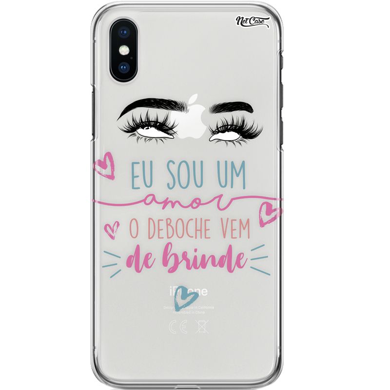 Capa Silicone NetCase Transparente Eu Sou Um Amor...