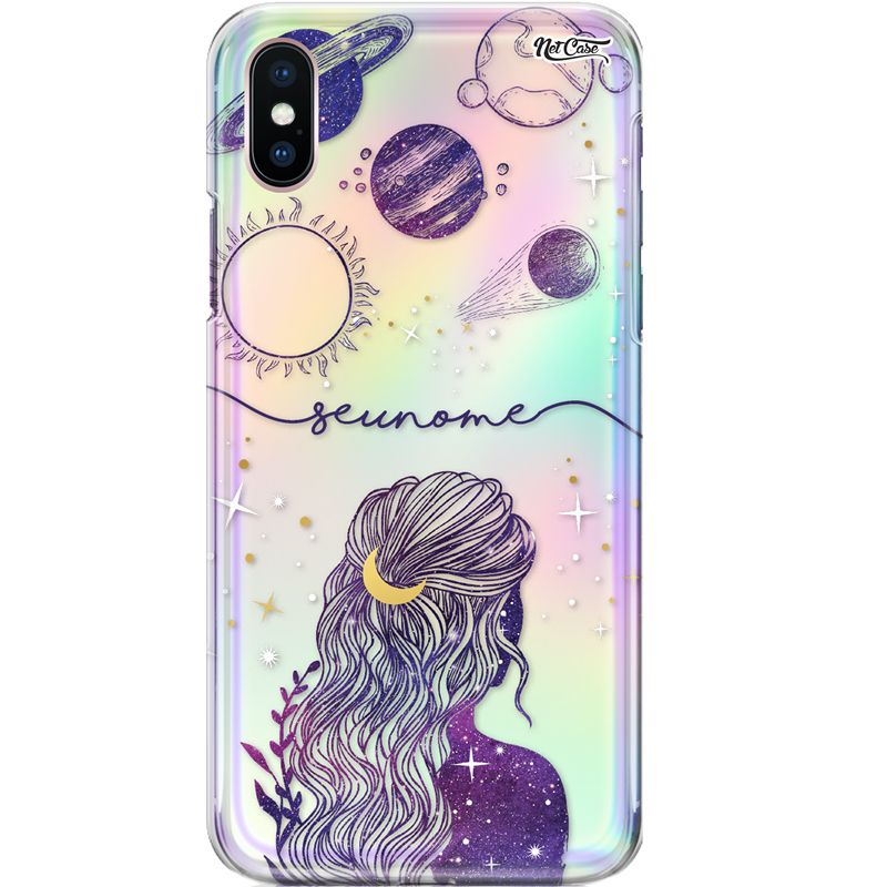 Capa Silicone NetCase Holográfica Nome Girl's Planets