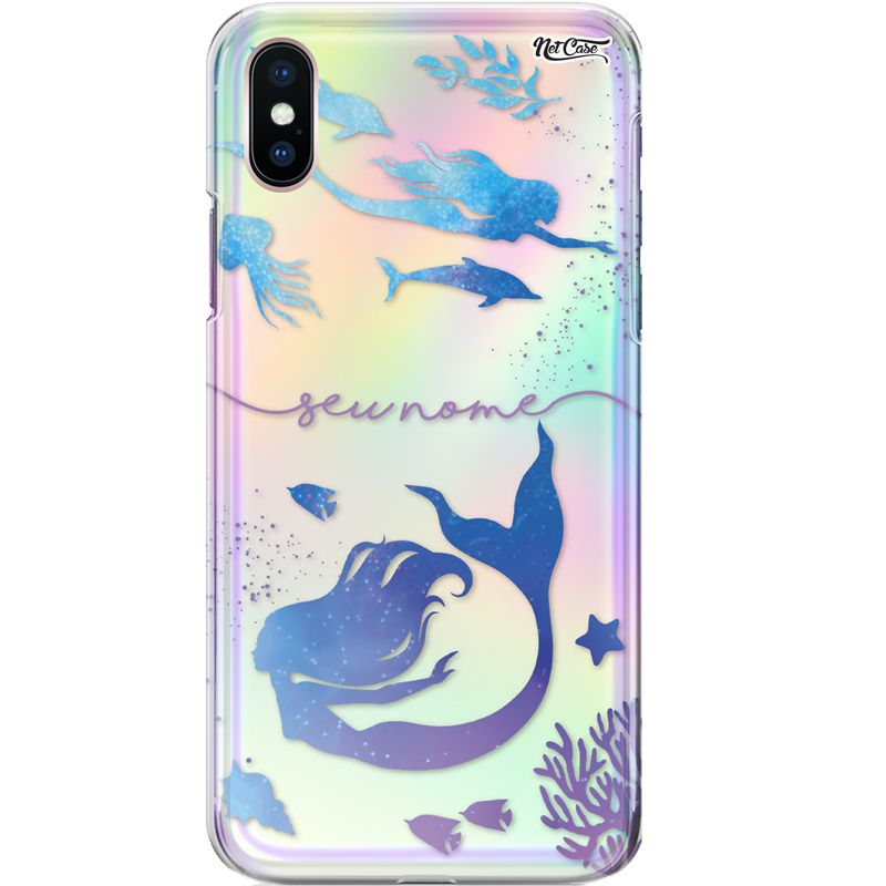 Capa Silicone NetCase Holográfica Nome Mermaids