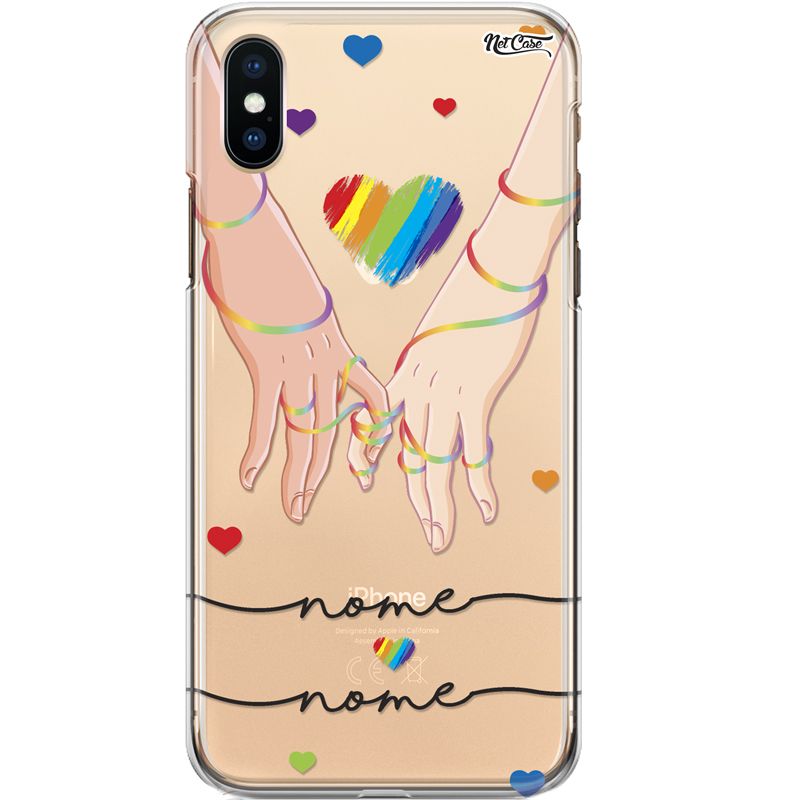 Capa Silicone NetCase Transparente Nome Rainbow Couple