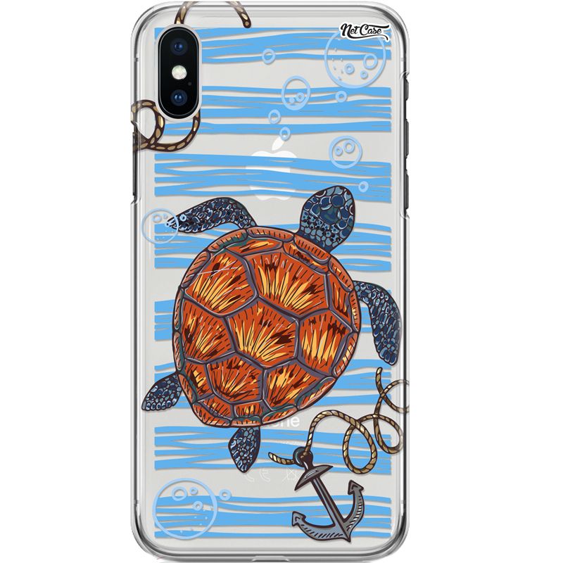 Capa Silicone NetCase Transparente Tartaruga Âncora