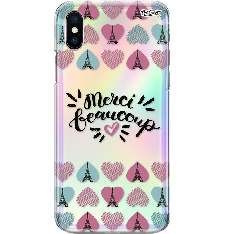 Capa Silicone NetCase Holográfica Merci Beaucoup