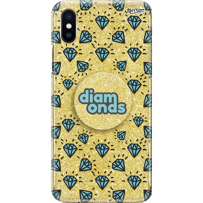 Capa Netcase Glitter + Pop 3in1 Dourado - Green Diamonds