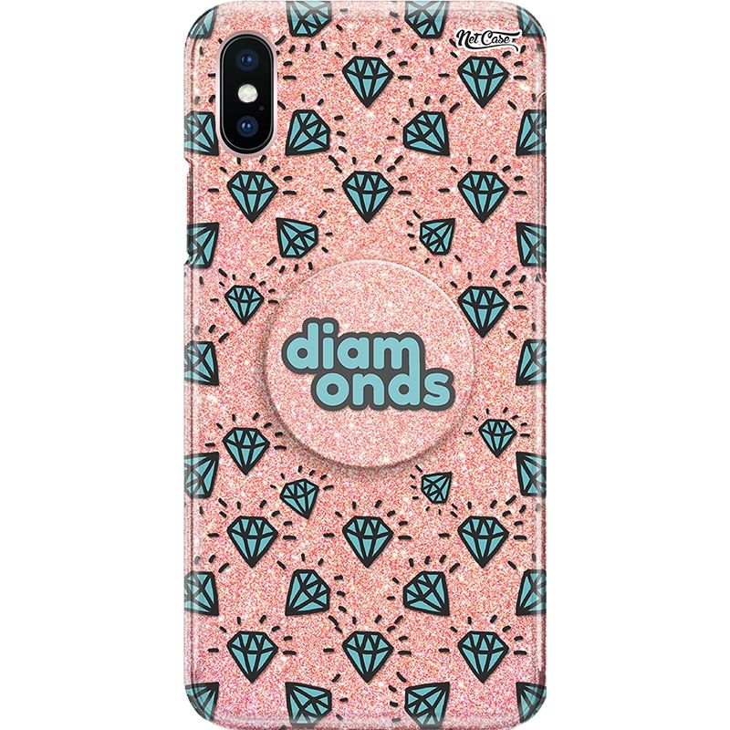 Capa Netcase Glitter + Pop 3in1 Rosê - Green Diamonds