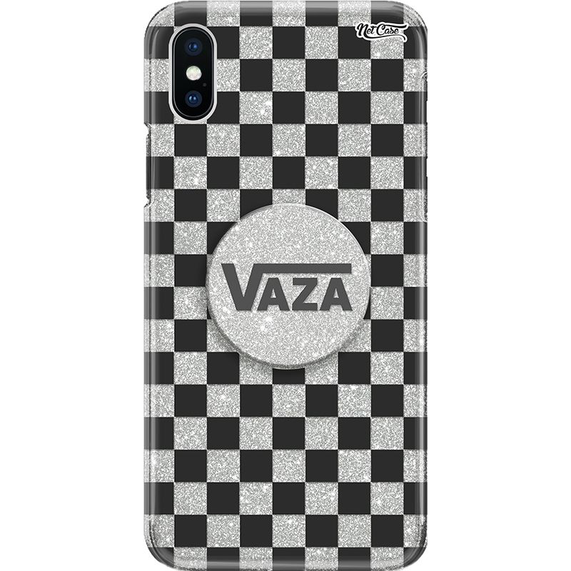 Capa Netcase Glitter + Pop 3in1 Prata - Quadriculada Vaza