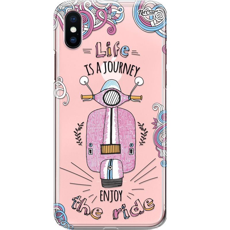 Capa Silicone NetCase Transparente 'Life is a Journey, Enjoy the Ride'