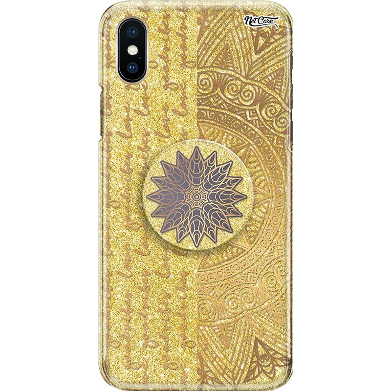 Capa Netcase Glitter + Pop 3in1 Dourado - Mandala Good Vibes