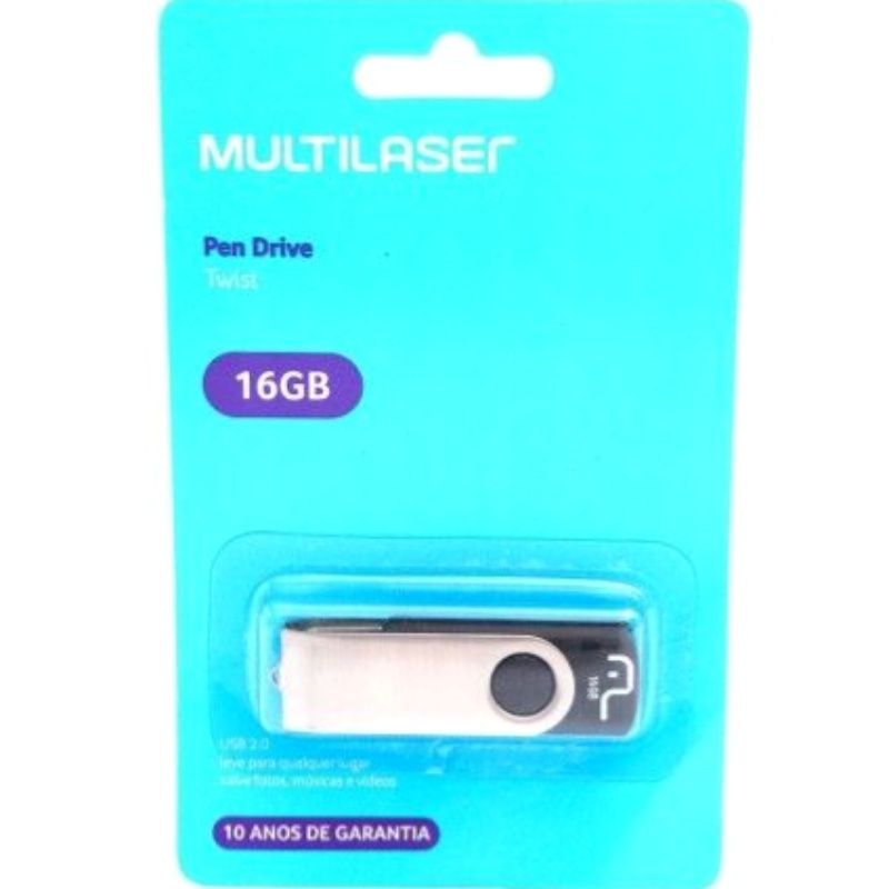 Pen Drive Multilaser 16GB - Preto com Prata
