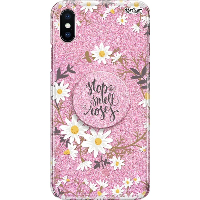 Capa Netcase Glitter + Pop 3in1 Rosa - Stop and Smell the Roses